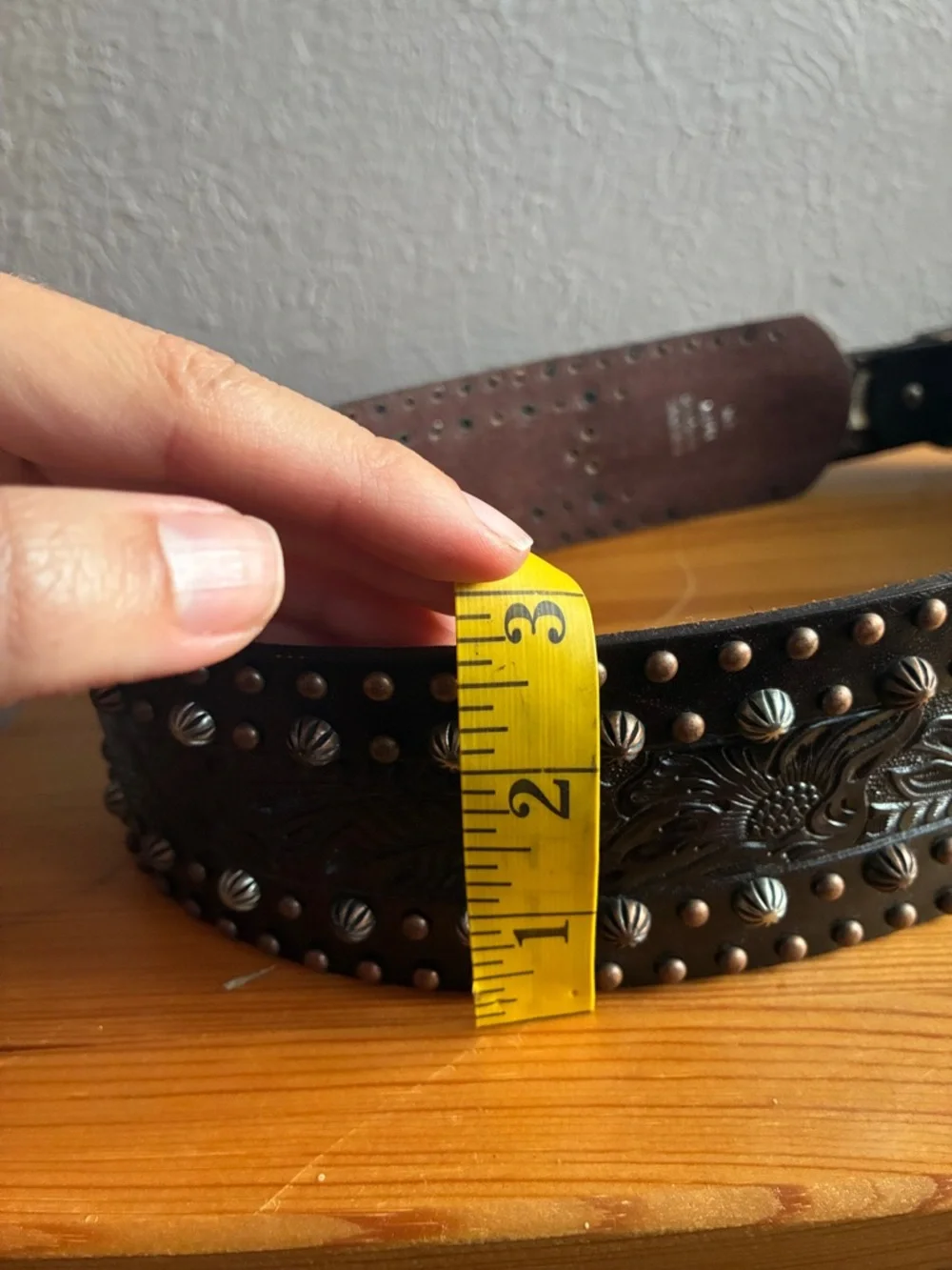 Angel Ranch Ladies Floral Studded Brown Belt Thick accent piece